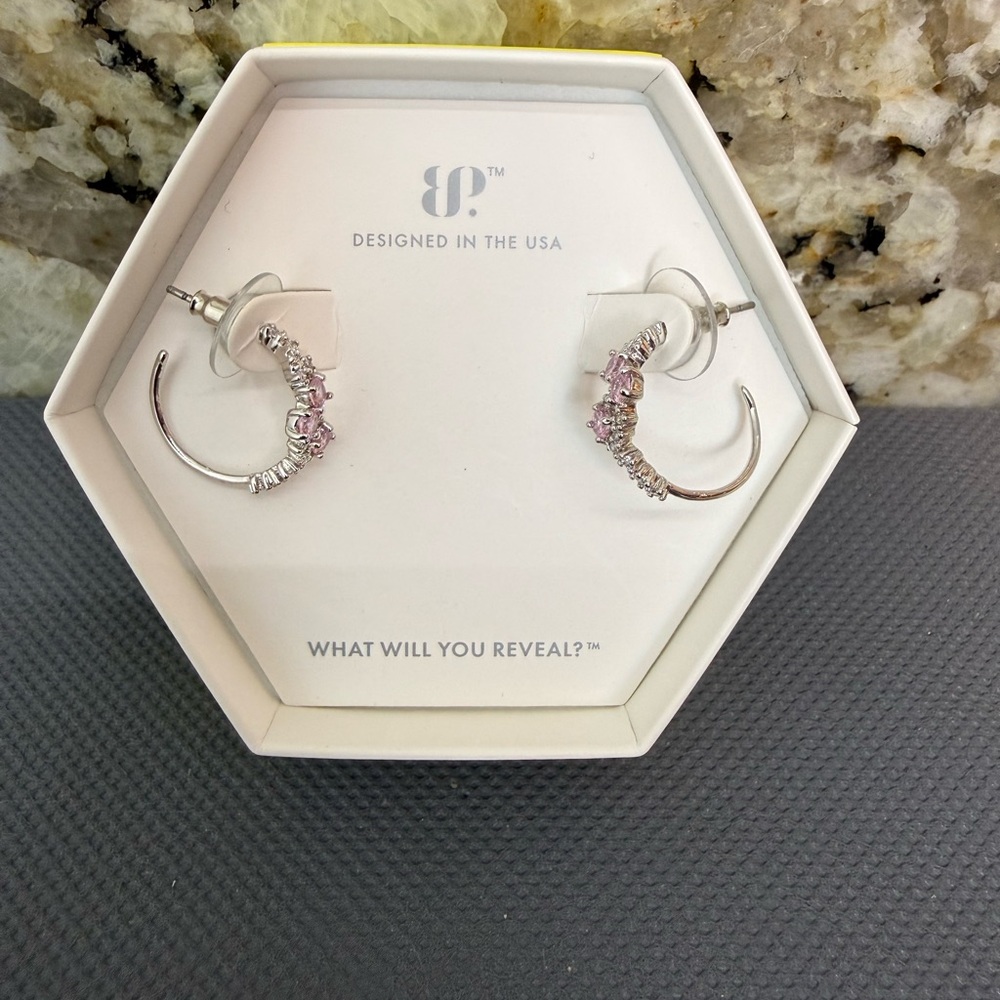 NWT Rose Quartz Rhodium It's Been You Forever Bomb Party" Earrings